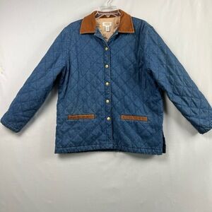 Talbots Quilted Barn Jacket Womens Medium Chore Corduroy Collar Pockets